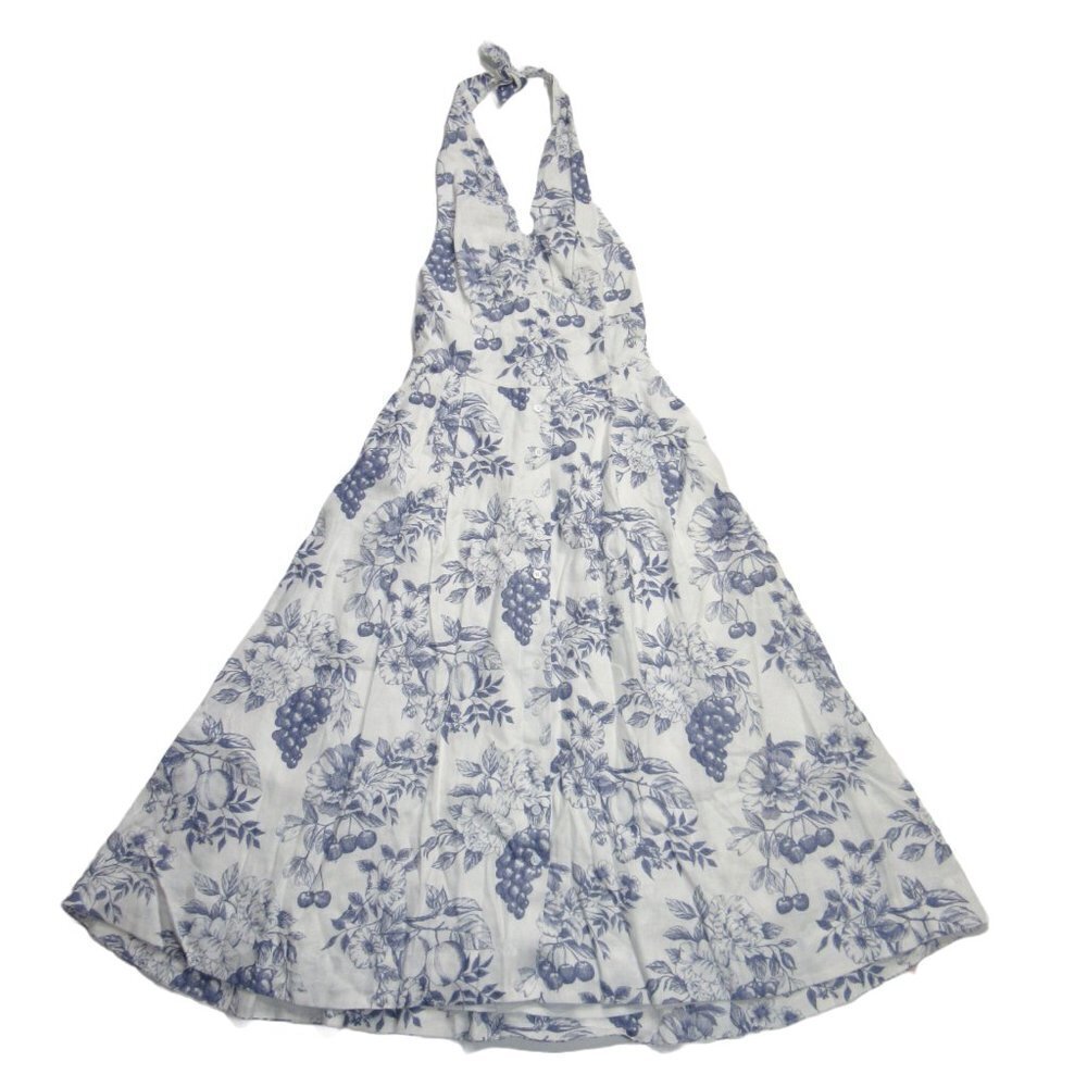 NWT Reformation Romane Midi in Carla Fruit Floral Cherry Linen Halter Dress 2